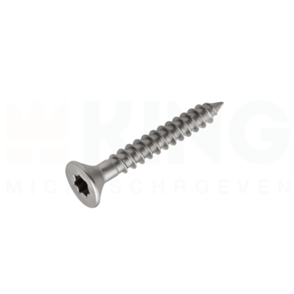 KING Microschroeven Spaanplaatschroef 3 x 25 - Verzonken kop - TORX - RVS A2 - 25 stuks