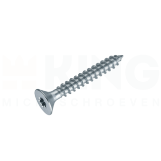 KING Microschroeven Spaanplaatschroef 3 x 12 - Verzonken kop - TORX - Staal verzinkt - 25 stuks