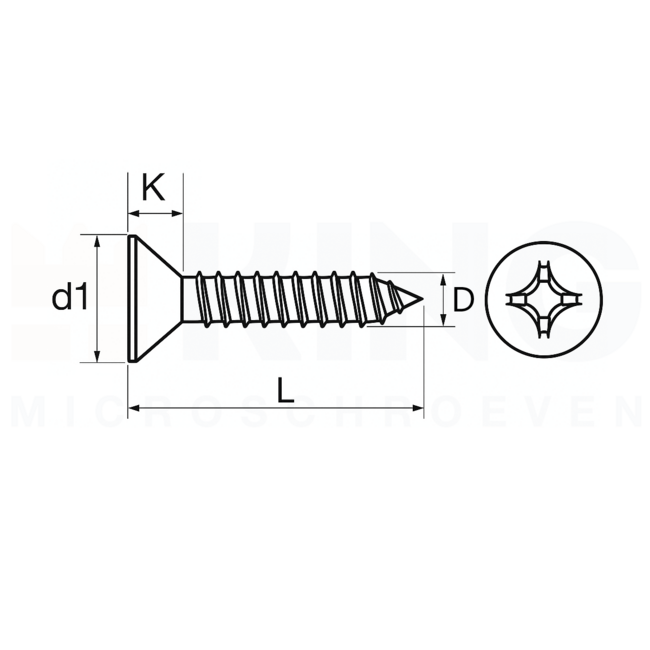 Plaatschroef 2,9 x 9,5 mm - Din 7982 - Staal verzinkt - 50 stuks