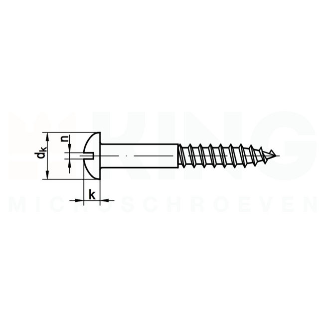 Houtschroef 3 x 8 mm met bolkop | DIN 96 - Messing - 25 schroeven per verpakking