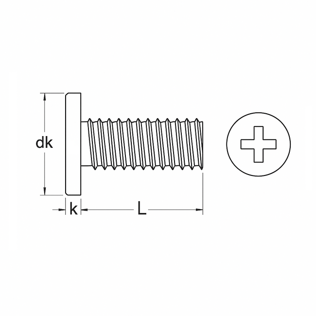 Platkopschroef - M2,5 x 4 - Kruiskop - RVS - 50 stuks