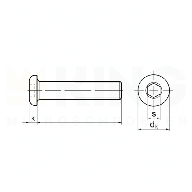 BZK - Inbus - laagbolkopschroef Staal ISO 7380 - M 2,5 x 4 - 25 stuks