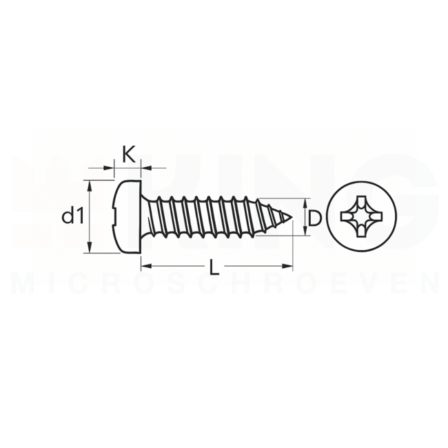 Plaatschroef - 2,6 x 12 mm - Staal zwart - Bolkop - 50 stuks