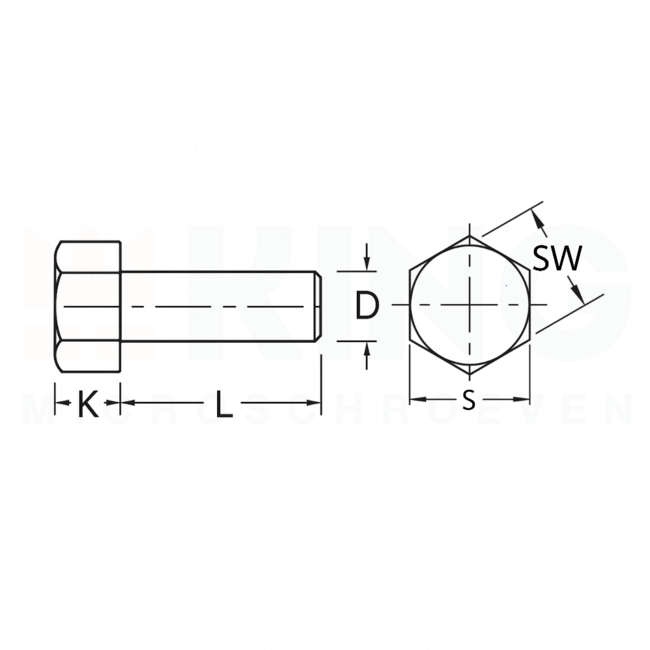 Modelbouw bout M1,4 x 8 Staal - Hoge kop - 10 stuks