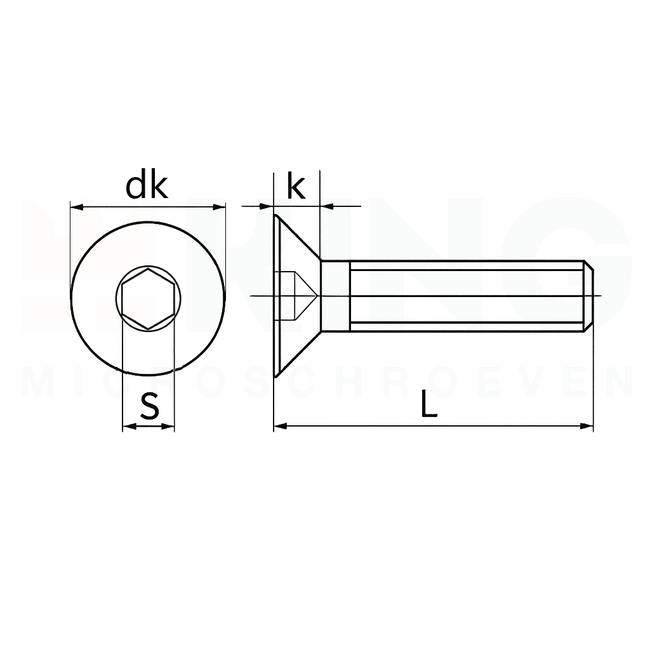 Inbus - verzonkenkop schroef M2,5 x 4 - Staal 10.9 - DIN 7991 - 25 stuks
