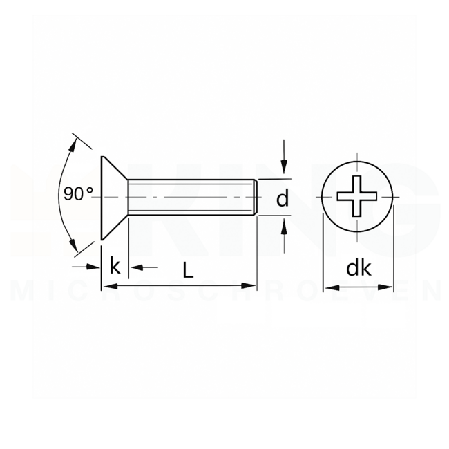 Verzonken kruiskopschroef M3 x 10 - Staal zwart - 25 stuks