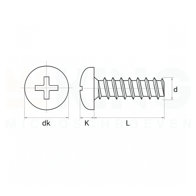 Plaatschroef voor kunststof 2 x 10 mm - RVS -  50 stuks