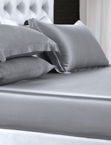  Drap housse en soie 22mm gris argent