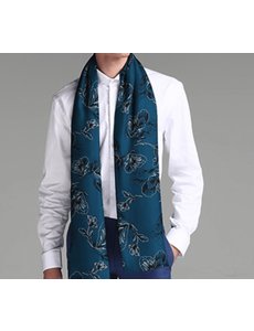  Bufanda de seda doble capa azul