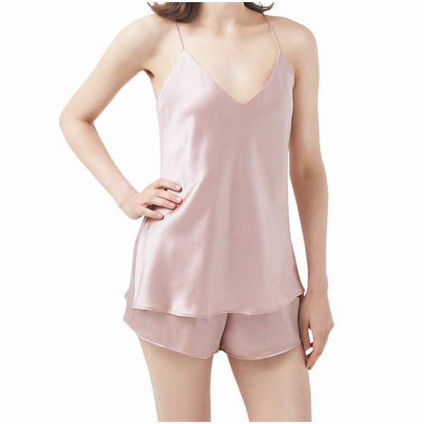 Top et shorts en soie pour femme