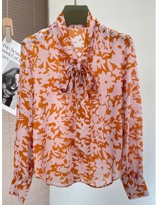  Zijden Blouse met Bloemenprint en Strik