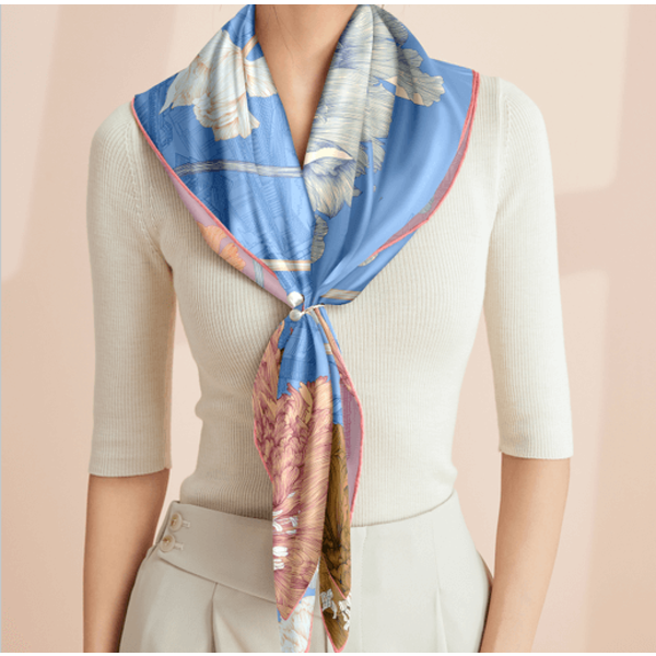 Reverse Two-Tone Printed Silk Scarf