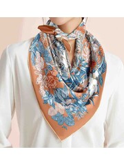 Foulard Double Face Laine & Soie 65x65 Cm - Imprimé Recto-verso Unisexe - Écharpe Pour Printemps/automne