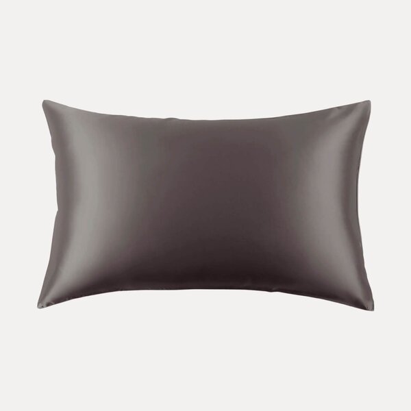 Funda de almohada de seda 22mm gris oscuro