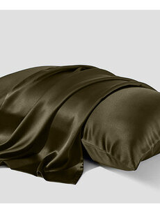  Funda de almohada de seda 22mm Verde Caqui