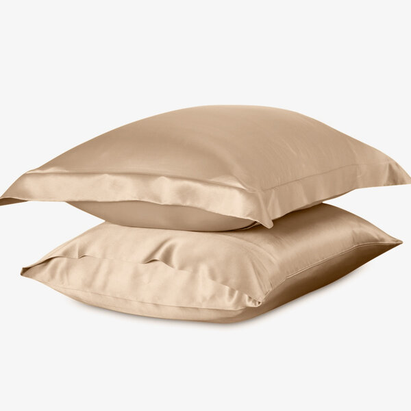 Funda de almohada de seda 19momme Champán