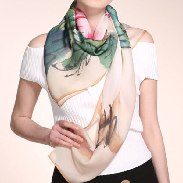 Foulard en soie flora, 100% soie