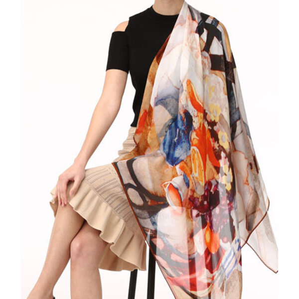 Foulard en soie flora, 100% soie