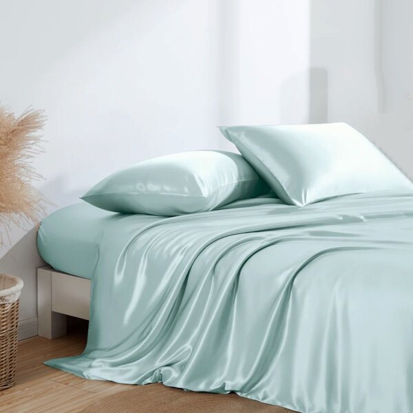 Housse de couette en soie 22momme bleu matinal