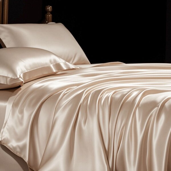 Zijden dekbedovertrek 22momme Champagne