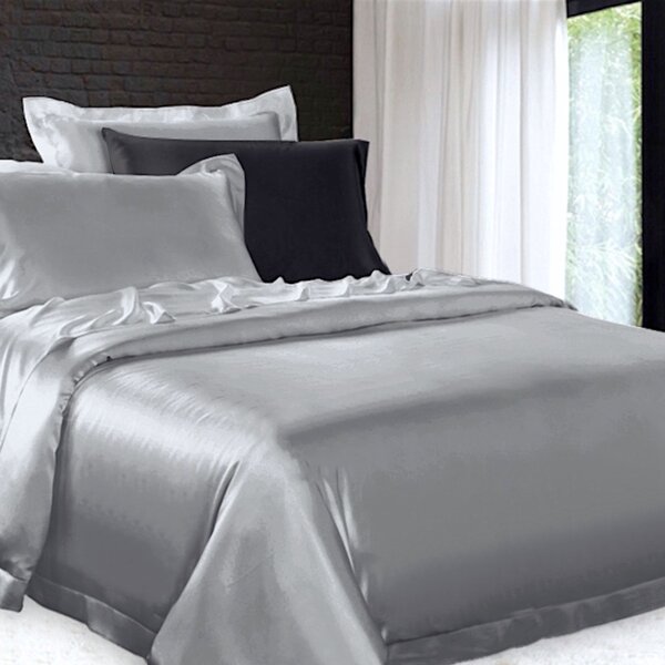 Housse de couette en soie 22momme gris argent