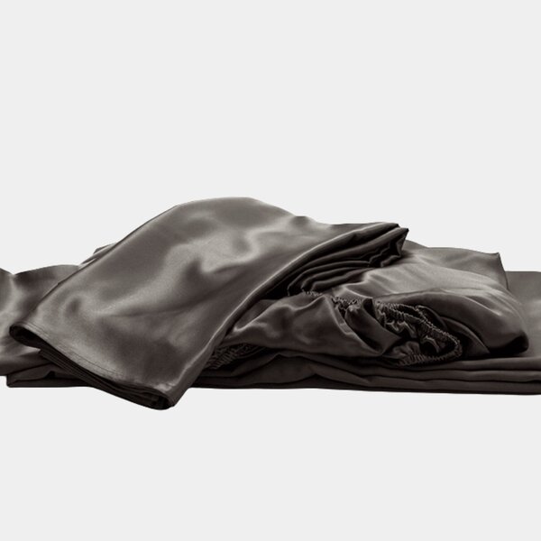 Sábana bajera ajustable de seda 22momme gris oscuro