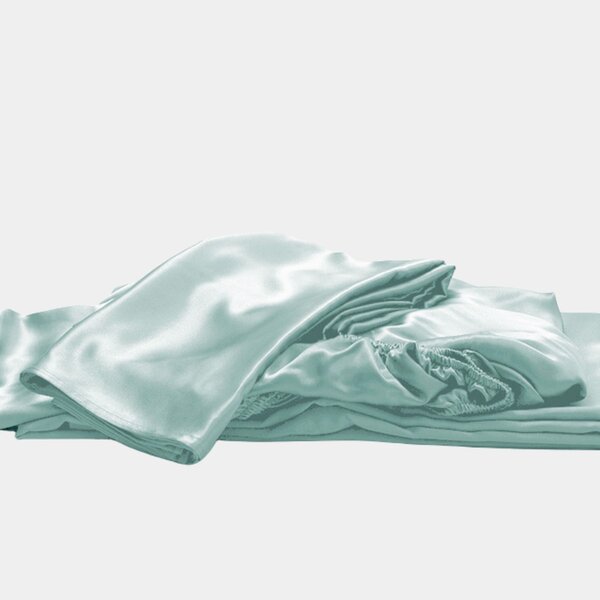 Silk fitted sheet 22momme morning blue