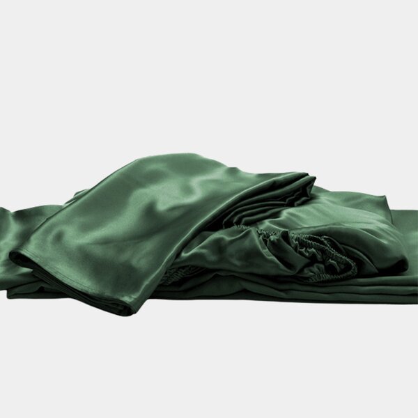Silk fitted sheet 19momme forest green