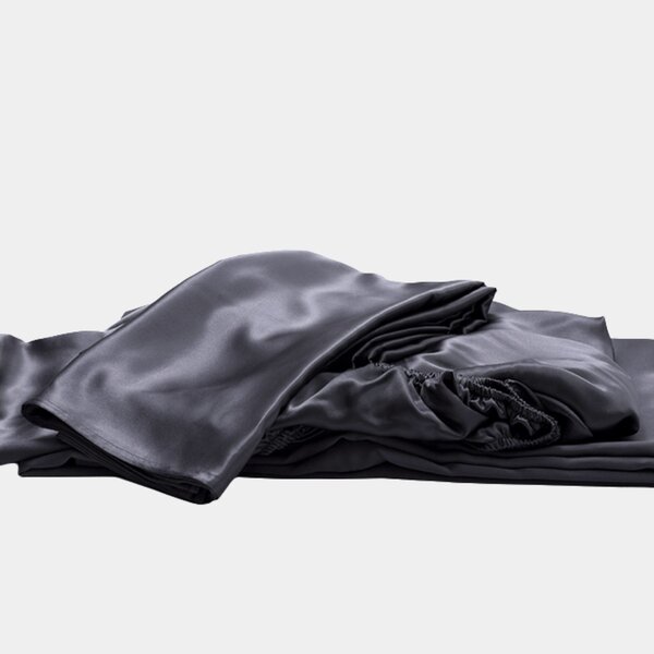 Drap housse en soie 22momme gris anthracite