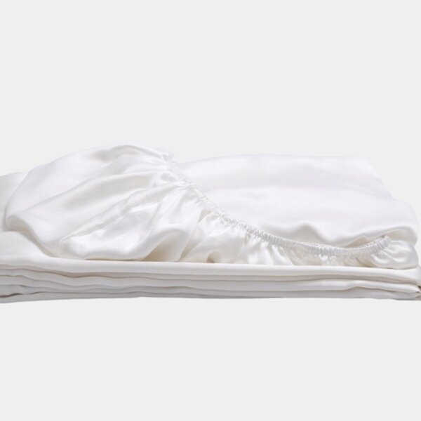 Silk fitted sheet 22momme ivory white