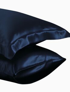  Funda de almohada de seda 22mm azul marino