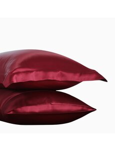  Taies d'oreiller en soie 19mm rouge vin