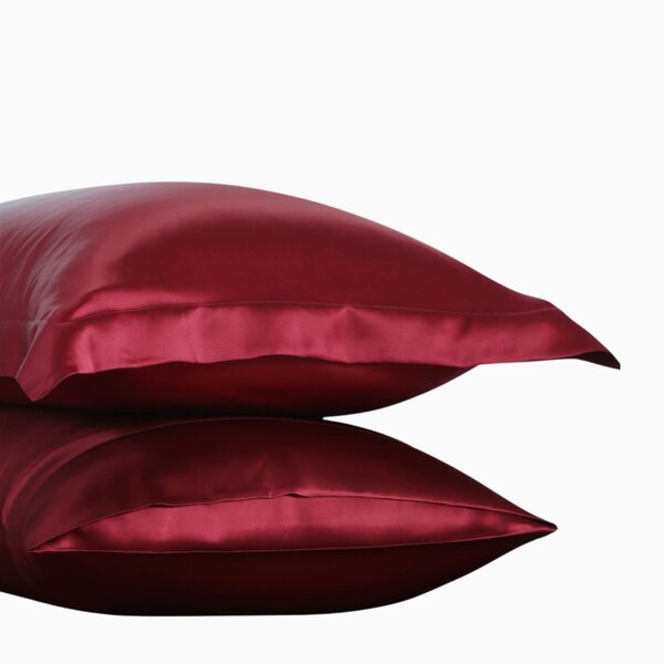 Funda de almohada de seda 19momme rojo vino