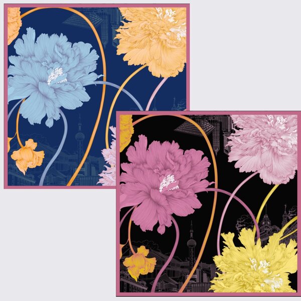 Reverse Two-Tone Printed Silk Scarf