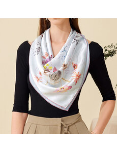  Pañuelo de Seda Estampado de Dos Tonos en Reverso