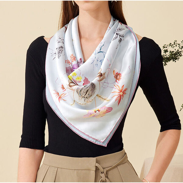Reverse Two-Tone Printed Silk Scarf