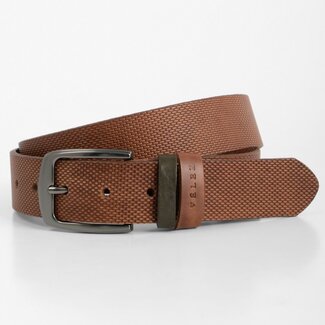 Velez Velez Lederen riem gegraveerd cognac