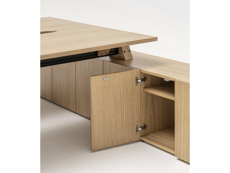 Viga directiebureau 2 persoonseiland met dressoir  en eiken of Fenix tafelblad