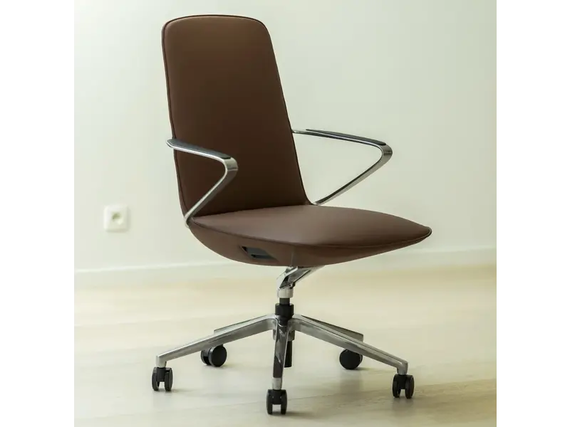 Amola Fauteuil de bureau/réunion en cuir cognac