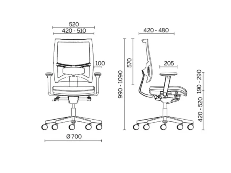 Team strike chaise de bureau avec accoudoirs