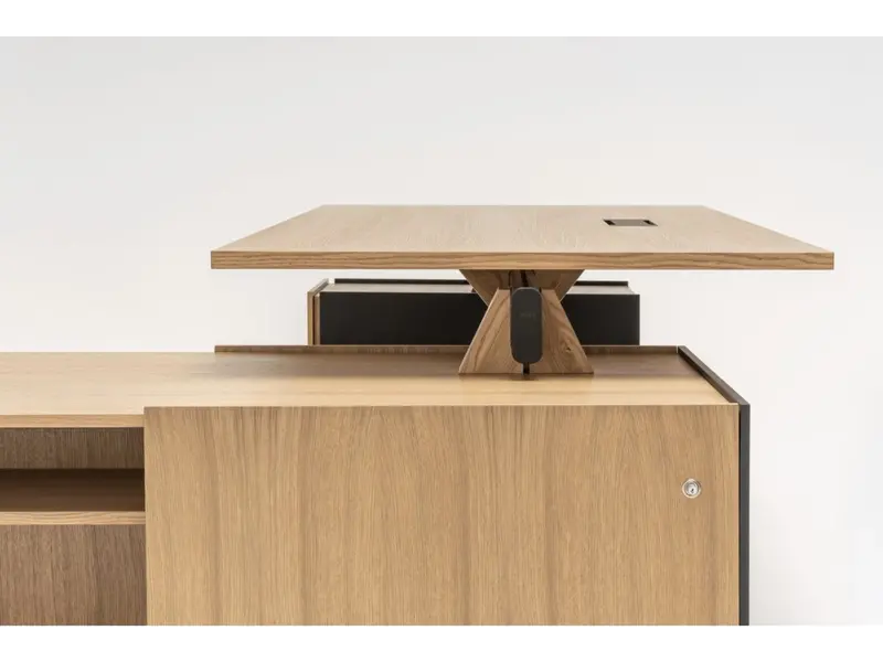 Mdd Viga directiebureau met breed dressoir en eiken of Fenix tafelblad