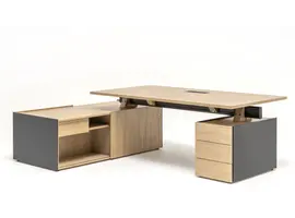 Viga bureau de direction avec buffet large et plateau de table en chêne ou Fenix