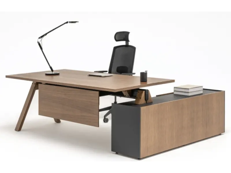 Viga bureau de direction avec buffet et plateau de table en chêne ou Fenix