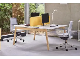 Îlot de bureau Ogi B avec pied en bois