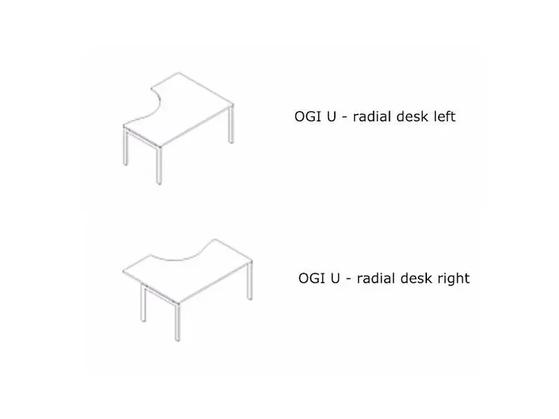 Ogi U bureau d'angle en plusieurs coloris