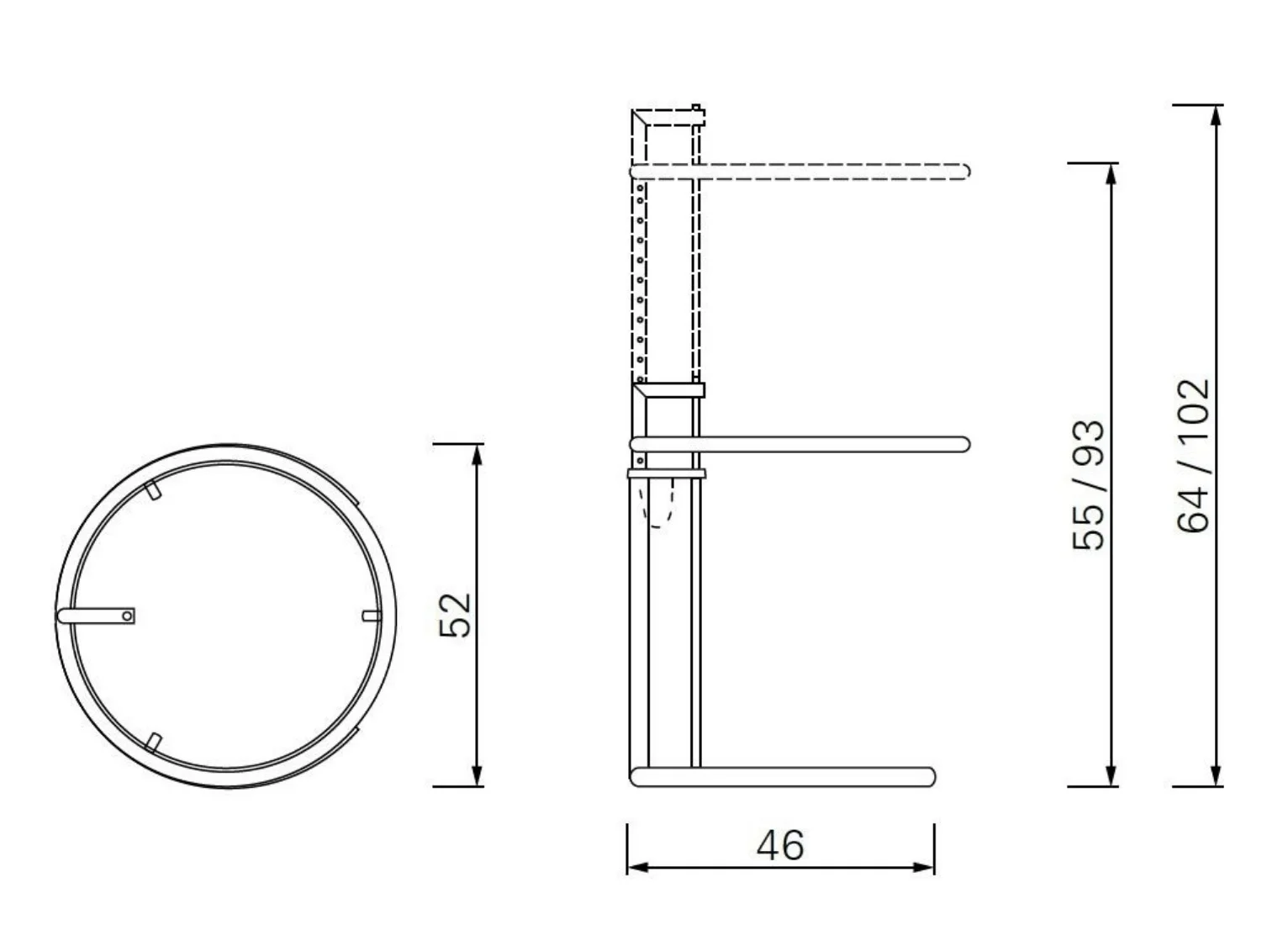 ClassiCon Adjustable Table E 1027 zwarte versie