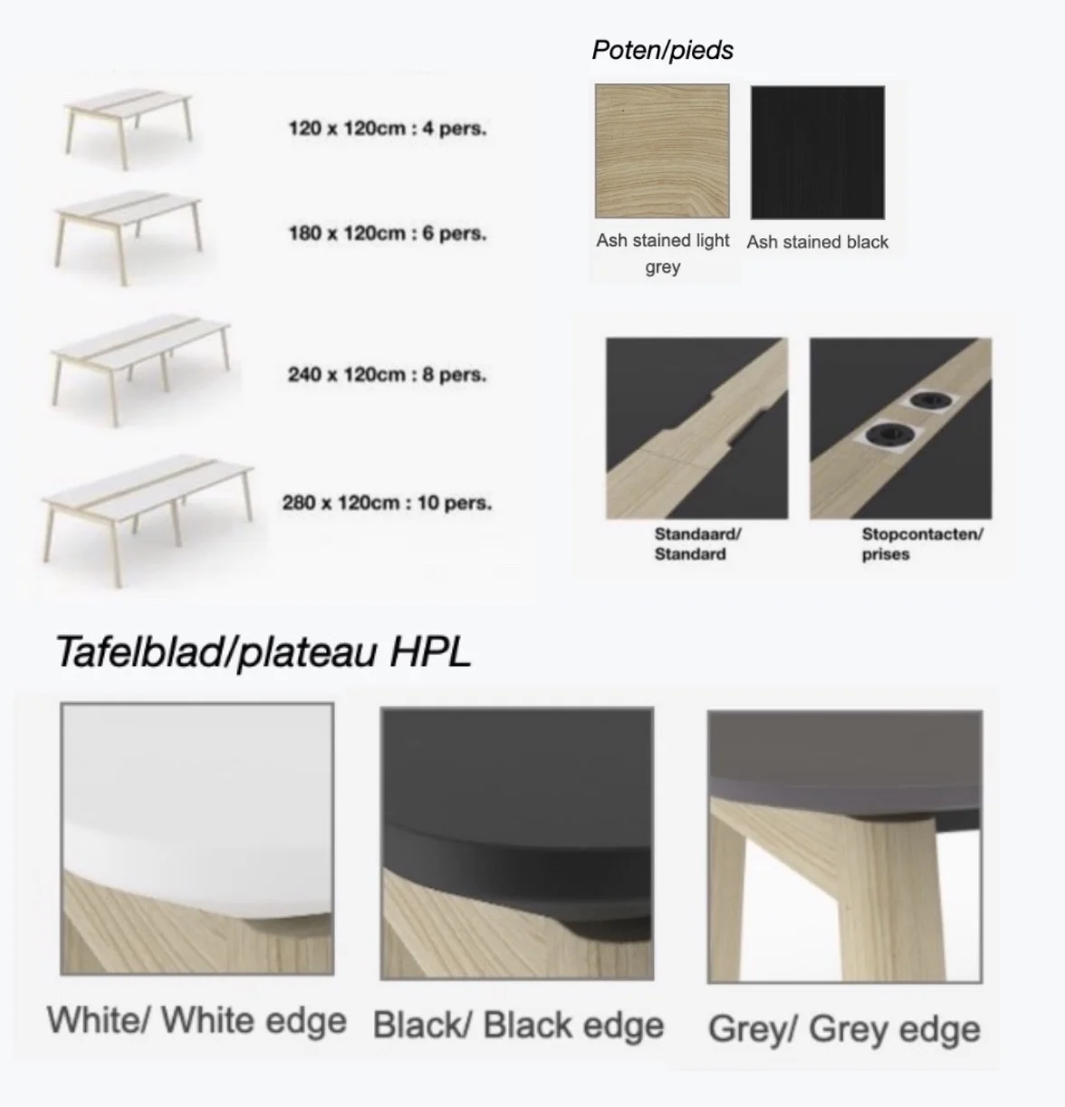 Narbutas Nova wood table de réunion Fenix/HPL