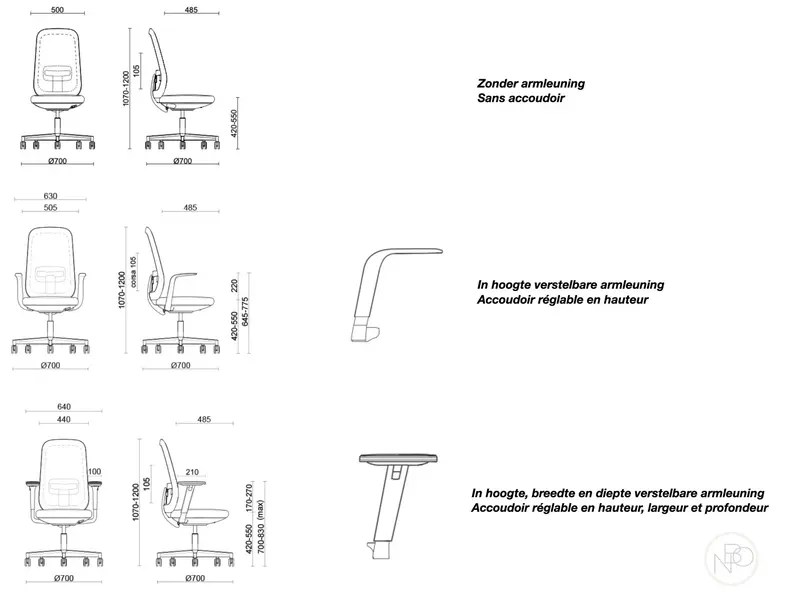 Skate bureaustoel met Sanitized®-stof resistente superbacteriën