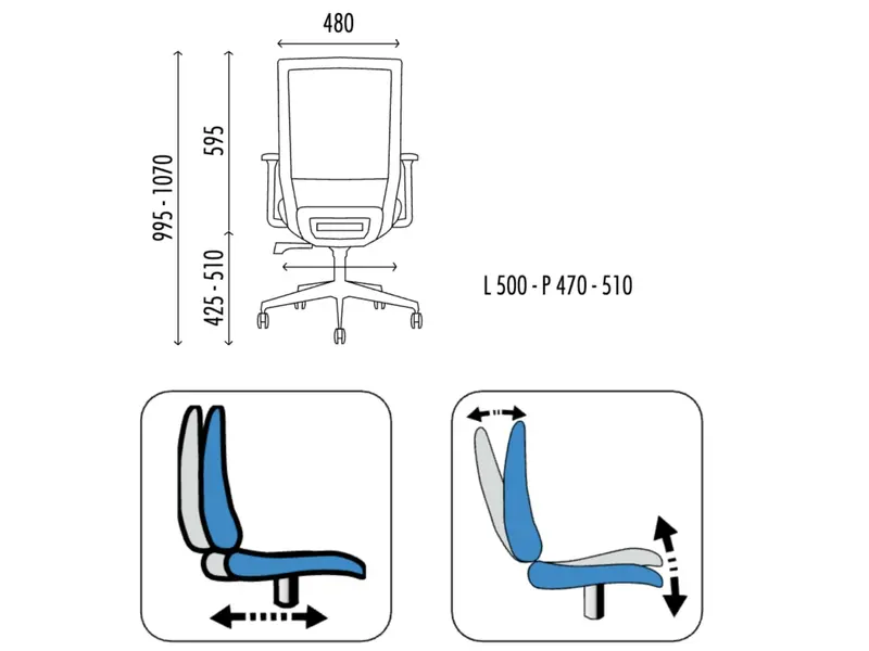 Milano siège de bureau ergonomique