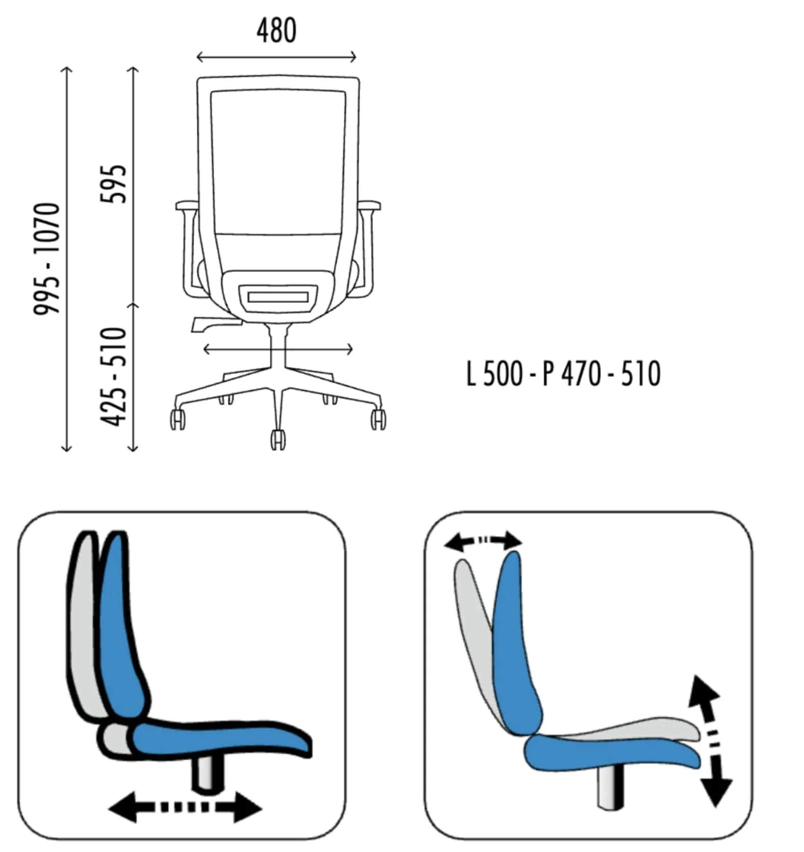 BNO Milano siège de bureau ergonomique